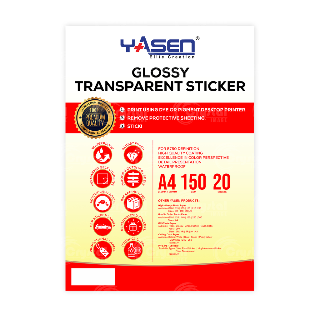 Yasen Glossy Transparent Sticker