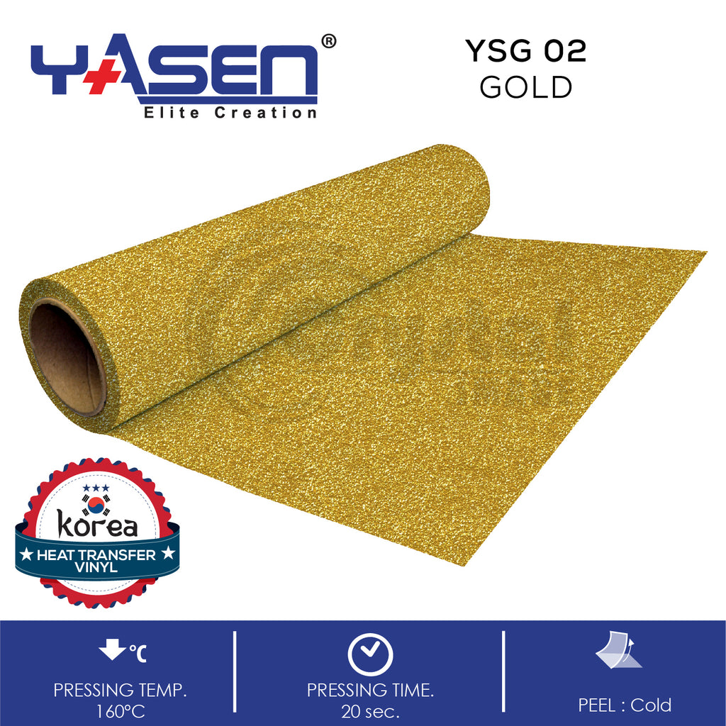 Korean Plain Gold Glitter Heat Transfer Vinyl, Packaging Size: 20 Inch X 25  Meter, Thickness: 120 - 150 Micron at Rs 180/meter in Tiruppur